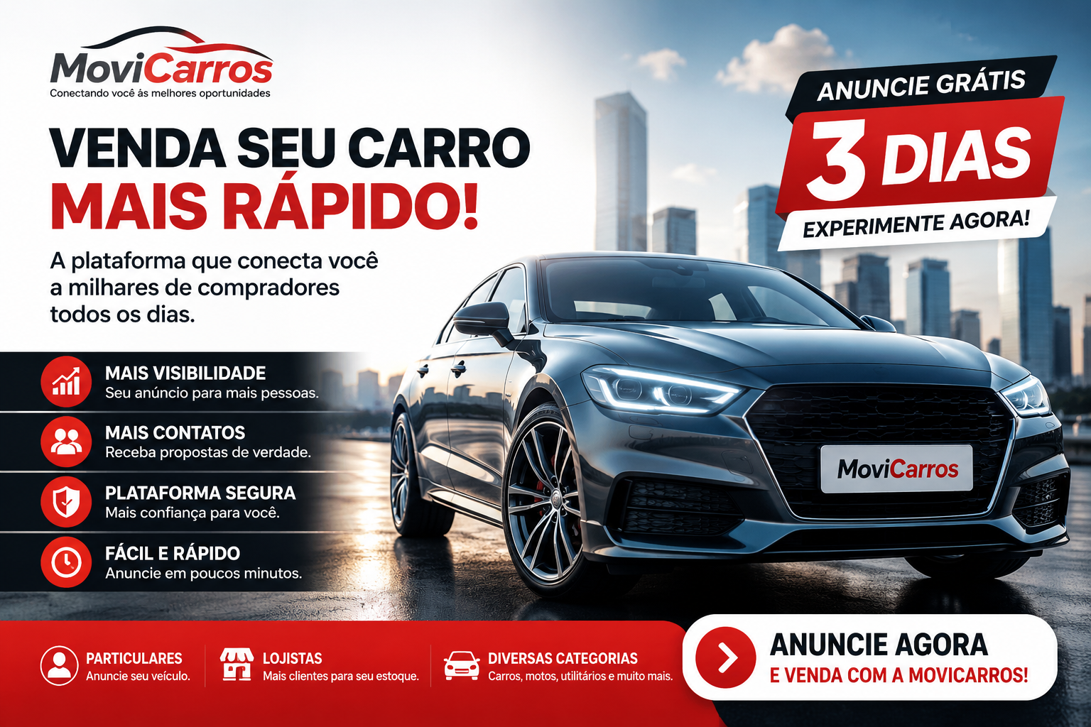 Anunciar carros online grátis na MoviCarros
